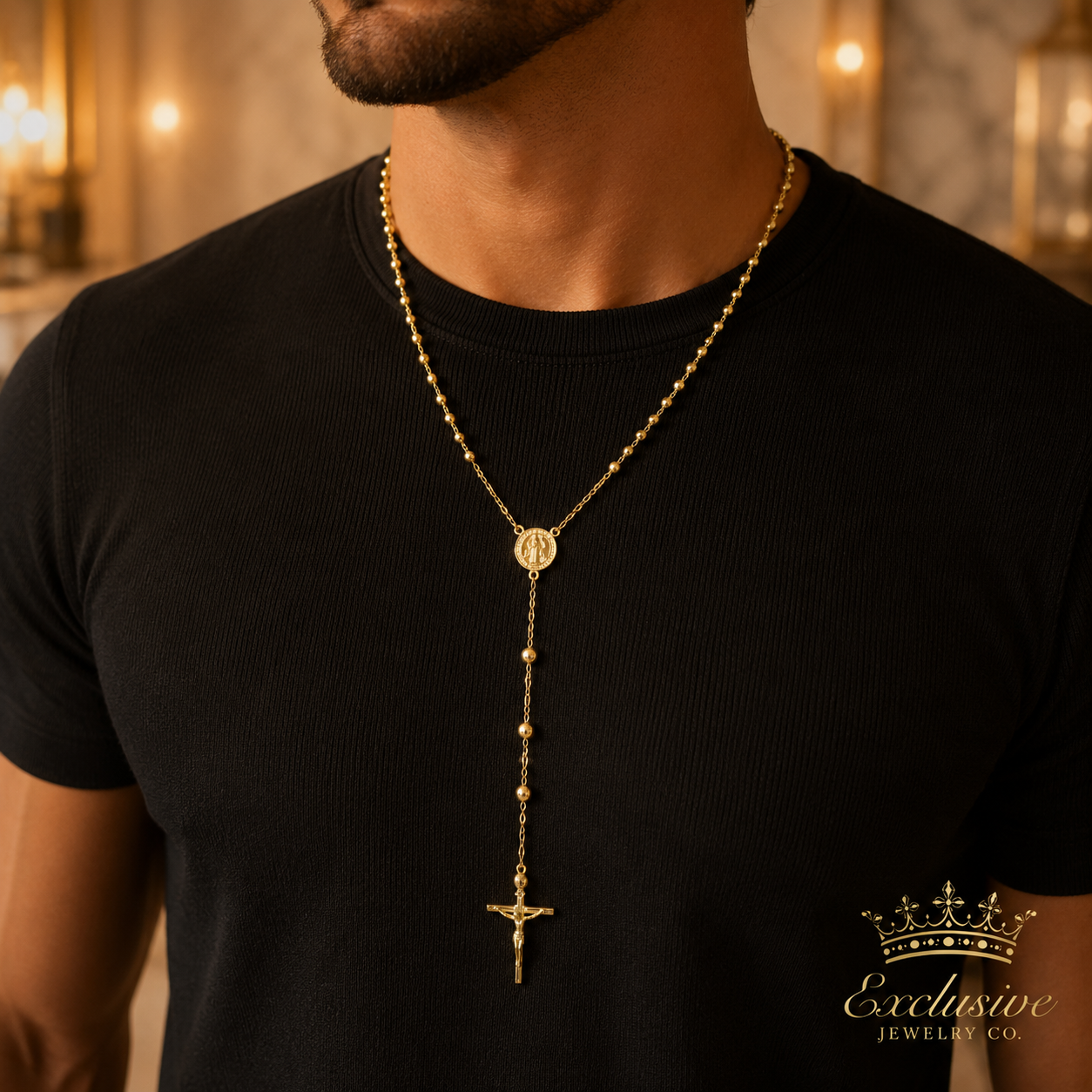 San Benito 18k Gold Plated Rosary Necklace